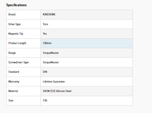 KINCROME K5576 S/DRIVER TORX 100MM X T30 - Image 6