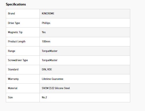 KINCROME K5603 VDE TORQUEMASTER PH2 X 100MM - Image 6