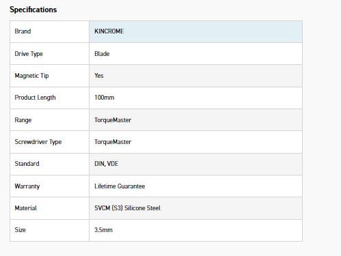 KINCROME K5605 VDE TORQUEMASTER BLD 3.5X100MM - Image 5