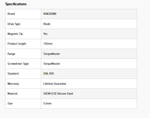 KINCROME K5607 VDE TORQUEMASTER BLD 5.5X125MM - Image 5