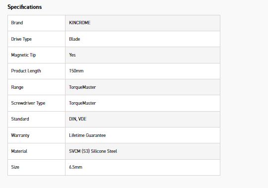 KINCROME K5608 VDE TORQUEMASTER BLD 6.5X150MM - Image 6