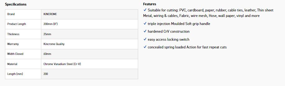 KINCROME K6148 MULTIPURP INDUSTRIAL SCISSORS - Image 2
