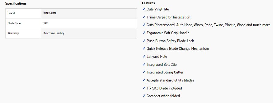 KINCROME K6266 FOLDING UTILITY KNIFE-TRPL GRP - Image 4
