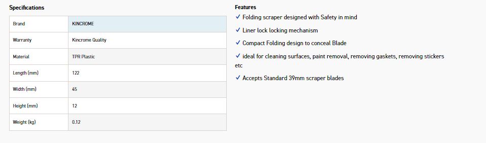 KINCROME K6275 FOLDING SCRAPER - LINER LOCK - Image 2