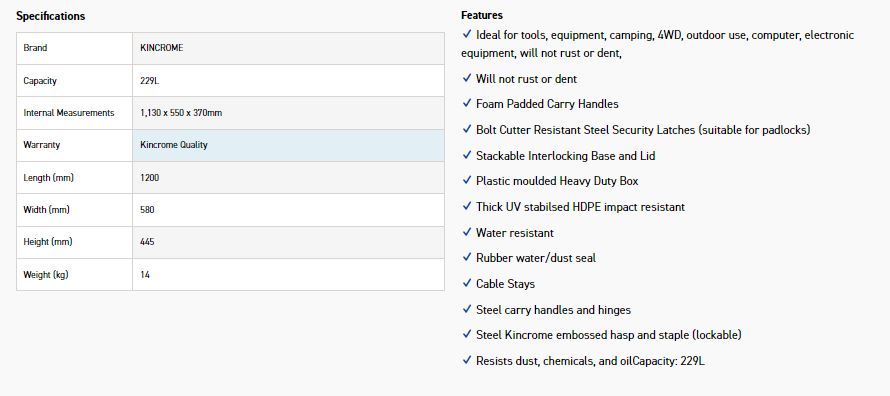 KINCROME K7120 CARGO CASE 1200MM - Image 6