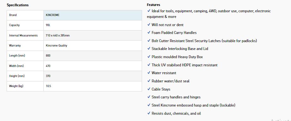 KINCROME K7180 CARGO CASE 800MM - Image 2