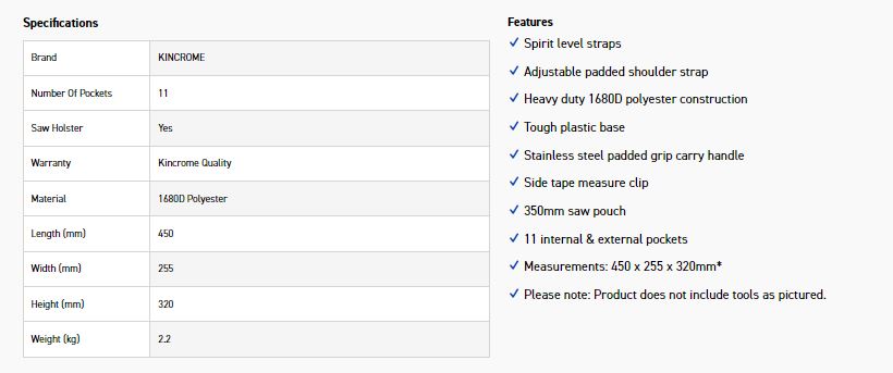 KINCROME K7421 TOOL TOTE BAG - Image 6