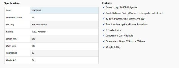 KINCROME K7428 TOOL ROLL - Image 5