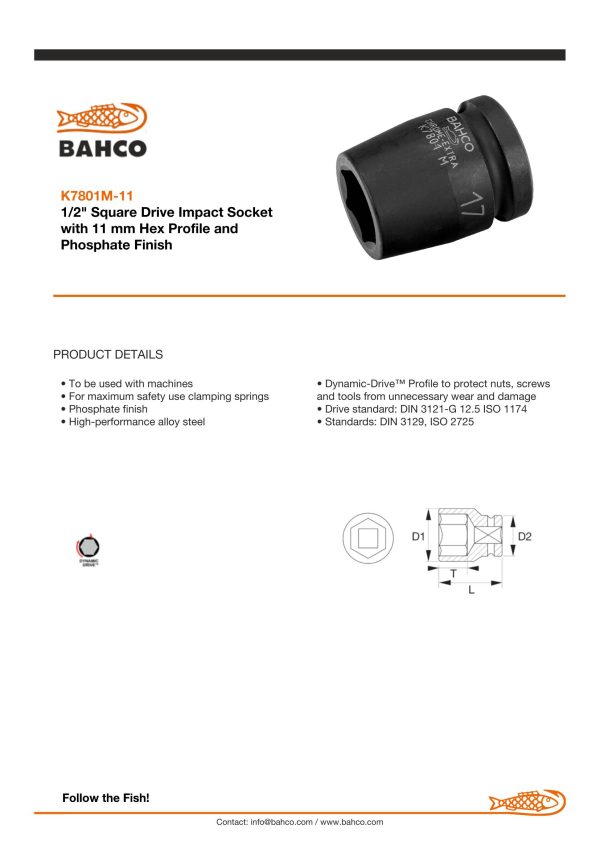 Bahco 1/2" Drive Impact Socket - Standard - Image 6