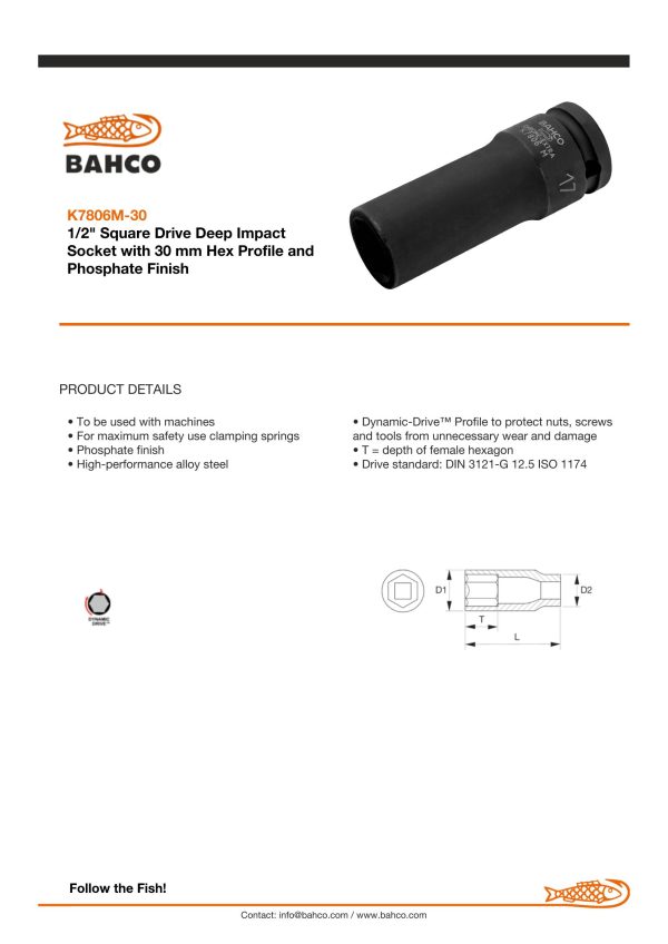 Bahco 1/2" Drive Impact Socket - Deep - Image 4