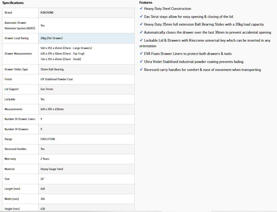 KINCROME K7919 9 DRW CHEST EVOLUTION - Image 3
