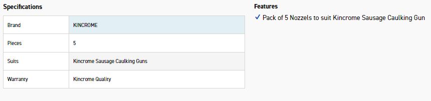 KINCROME K8092 5PC NOZZLE SET - Image 2