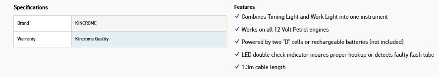 KINCROME K8141 SELF PWR TIMING/WORK LIGHT - Image 2