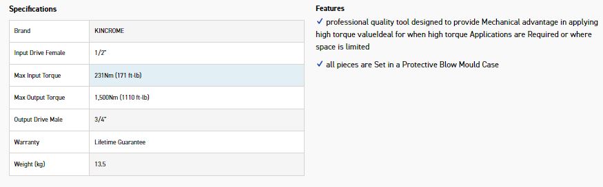 KINCROME K8510 1/2"-3/4" TORQ M'PLIER 1500Nm - Image 2