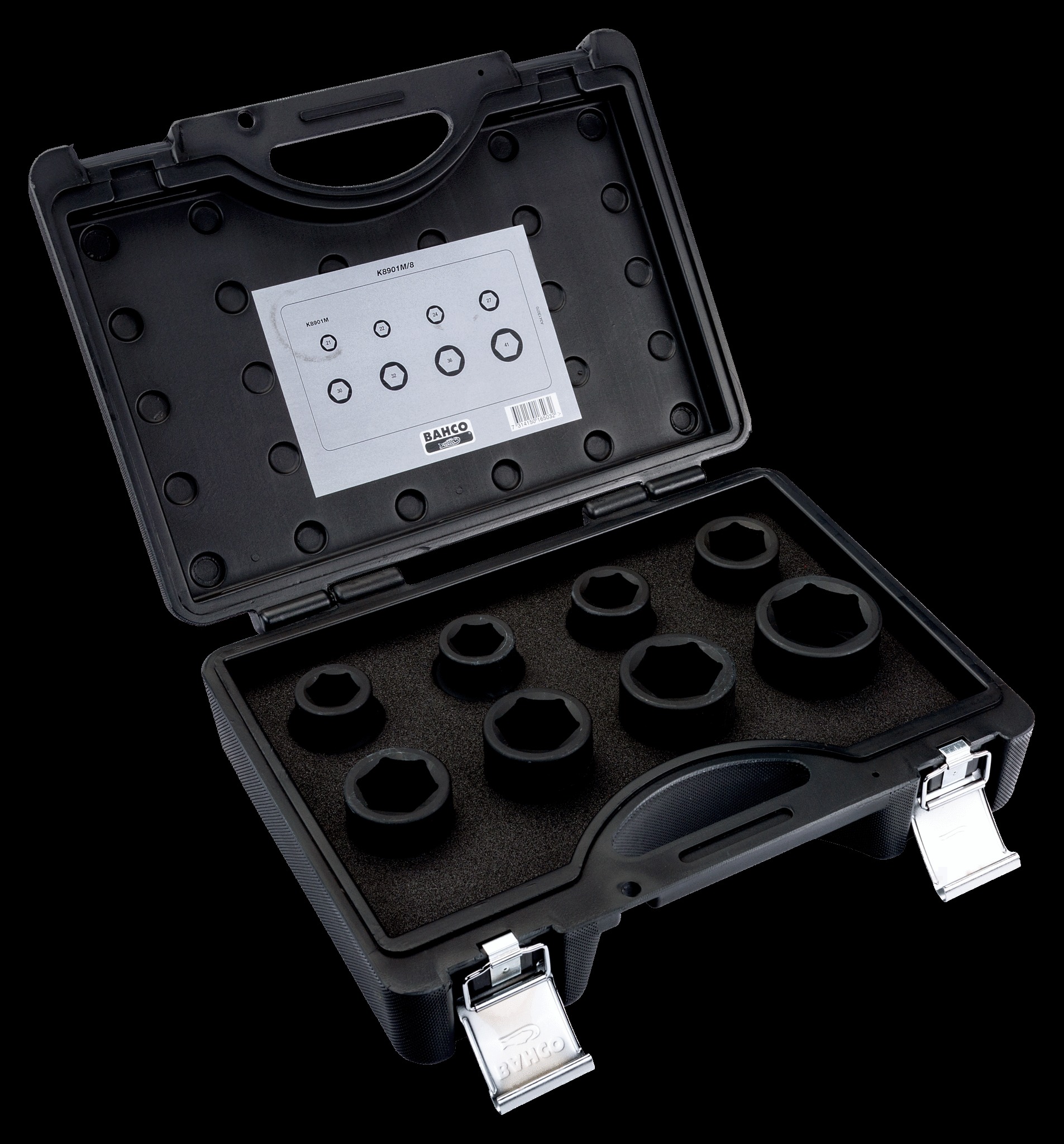 Bahco 3/4" Metric Impact Socket Set - Standard - 8 pieces. Sizes: 21, 22, 24, 27, 30, 32, 36 & 41mm