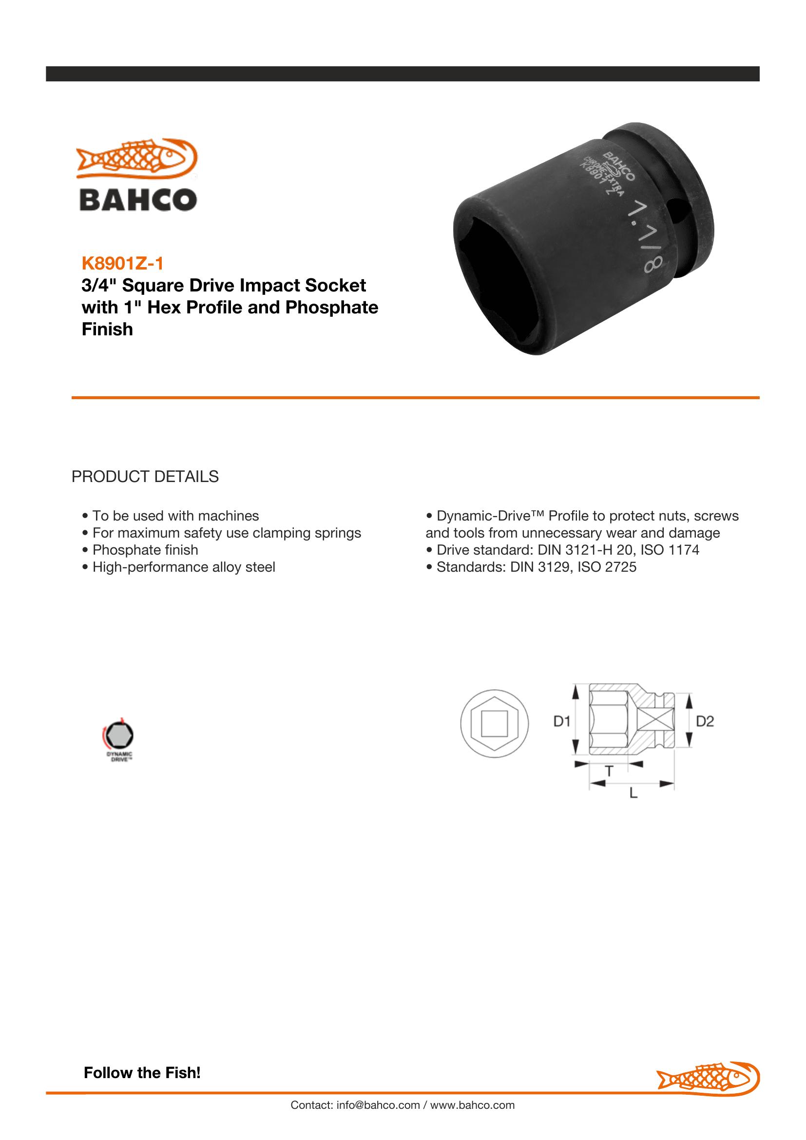 Bahco 3/4" Drive Impact Socket Imperial - Standard - Image 2