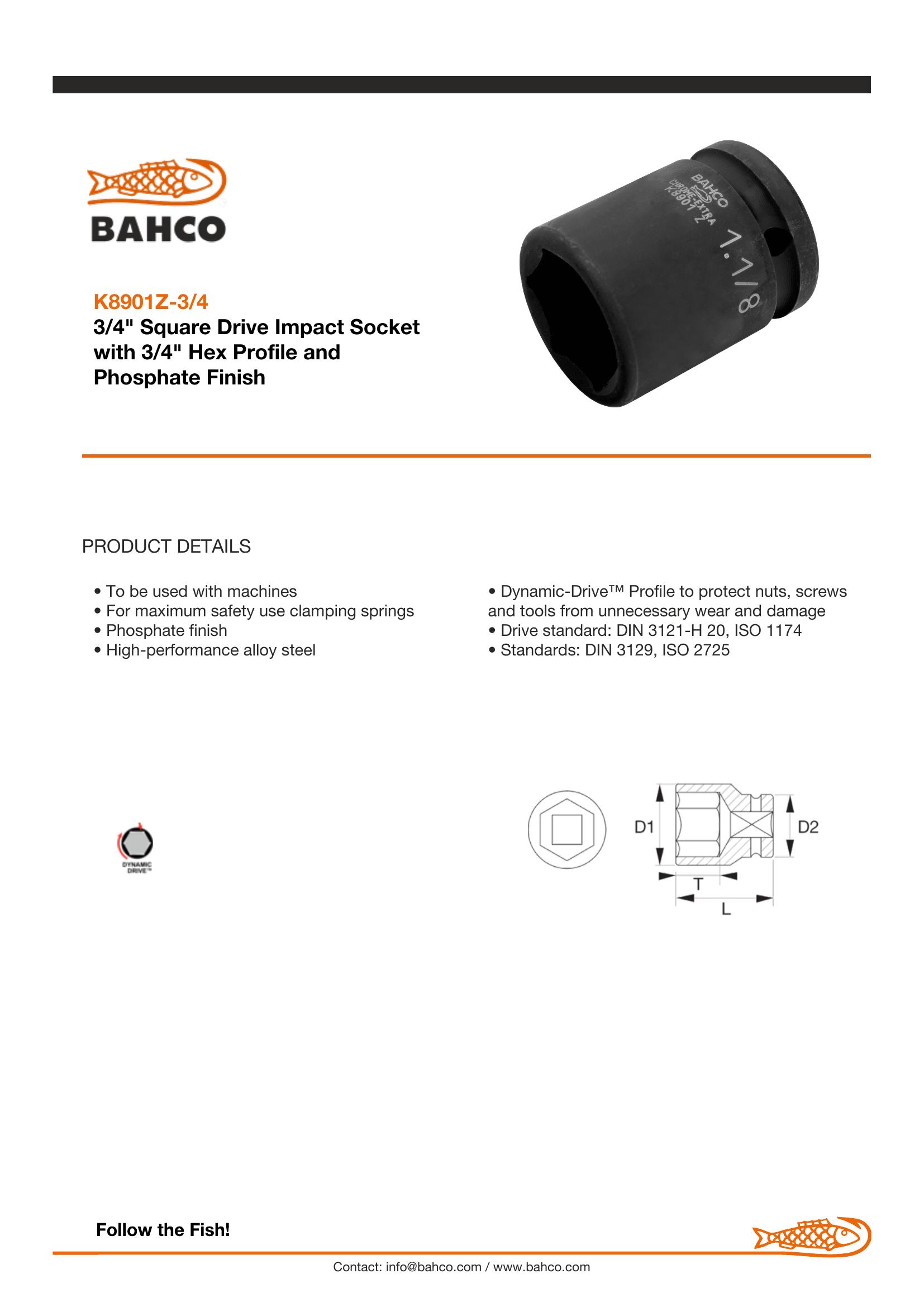 Bahco 3/4" Drive Impact Socket Imperial - Standard - Image 3