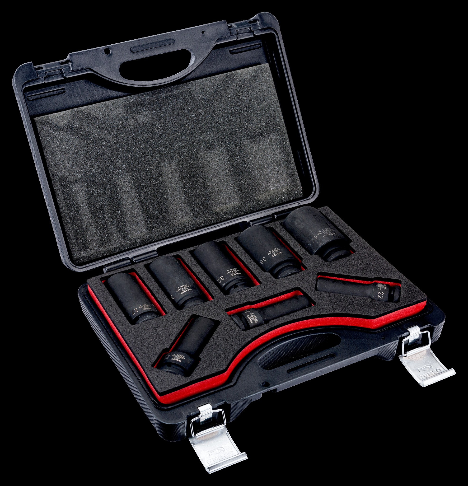 Bahco 3/4" Metric Impact Socket Set - Deep Impact - 8 pieces. Sizes: 21, 22, 24, 27, 30, 32, 36 & 41mm