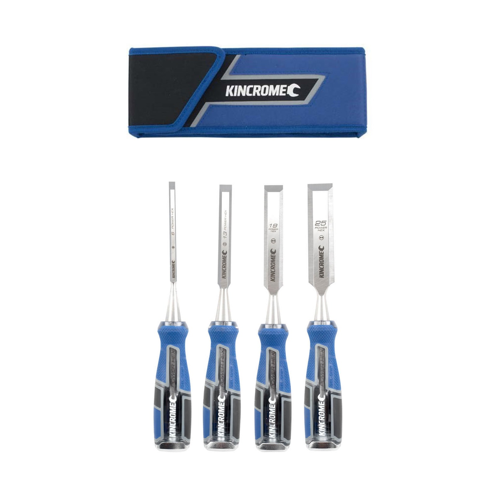 KINCROME K9209 4PCE POWER HEX WOOD CHISEL SET