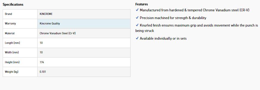 KINCROME K9493 TAPER PUNCH 3MM - Image 2