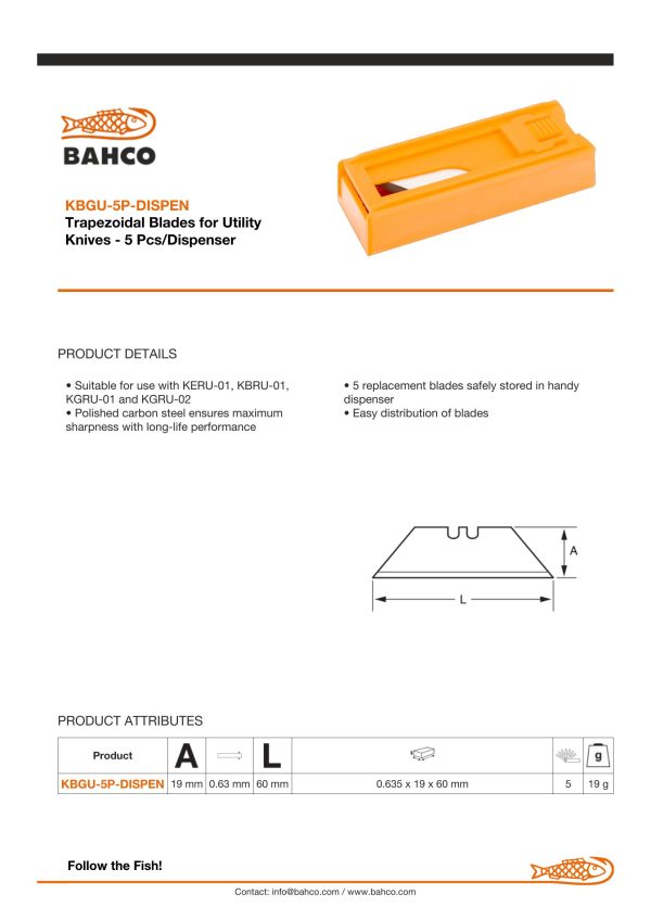 Bahco Utility Blade - 5 piece Retail Pack - Image 4