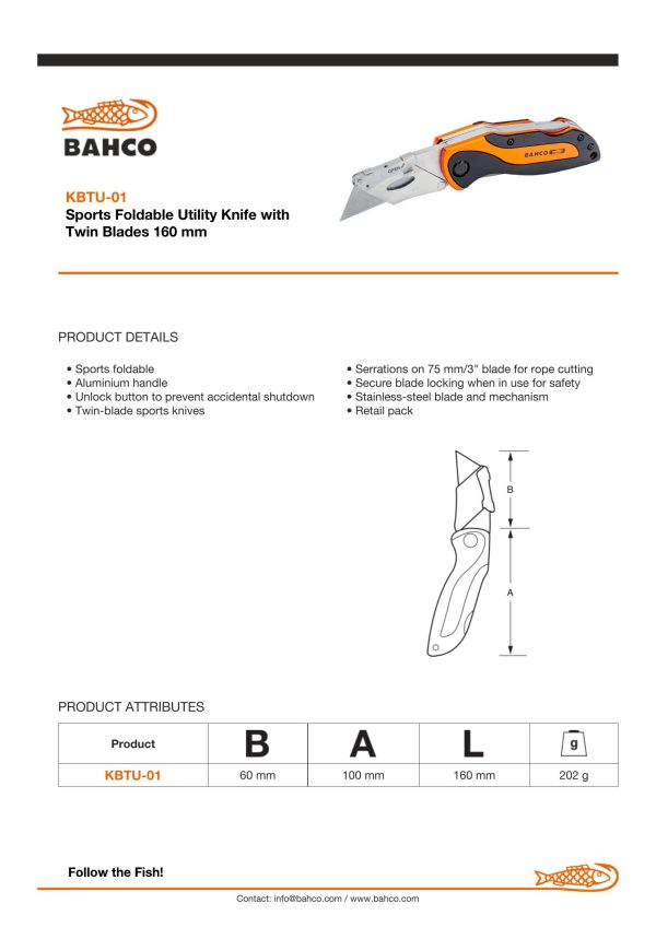 Bahco Twin Blade Sports Knife - Image 6