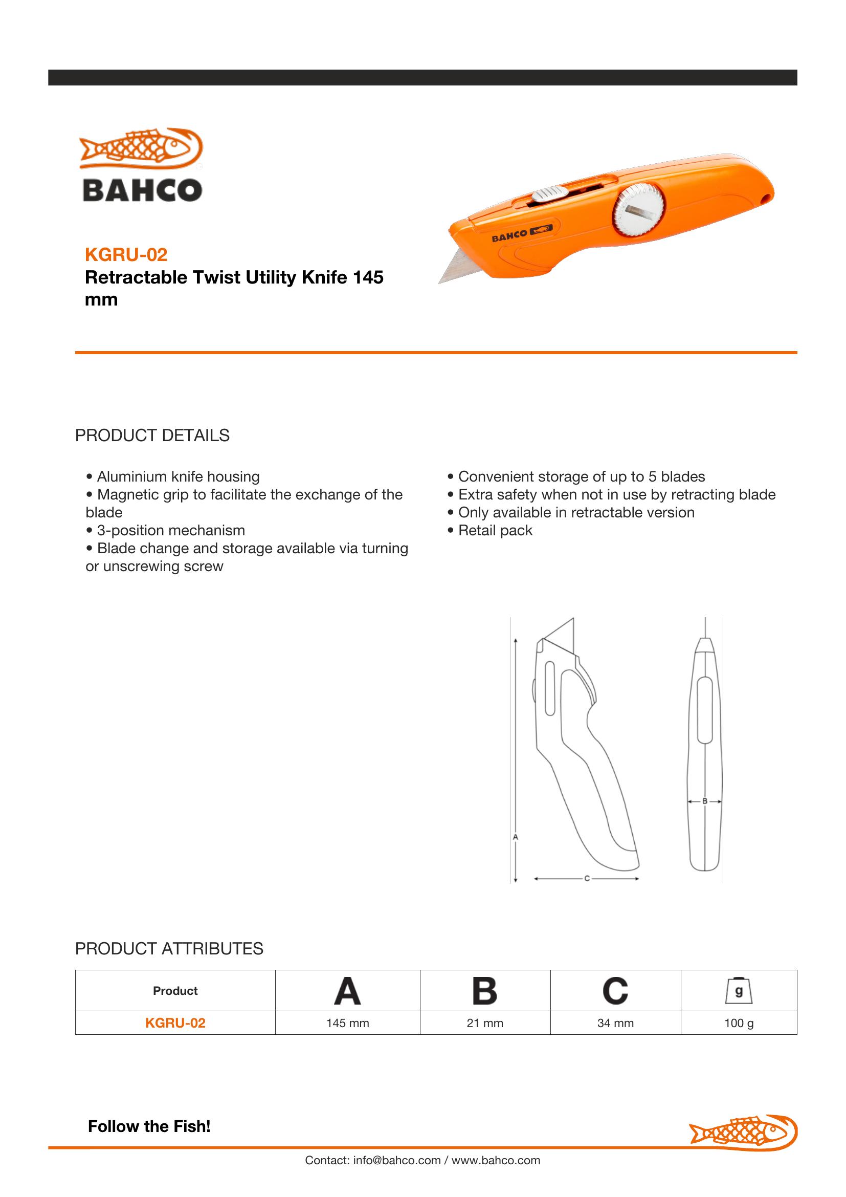 Bahco Retractable Utility Knife - Twist - Image 6
