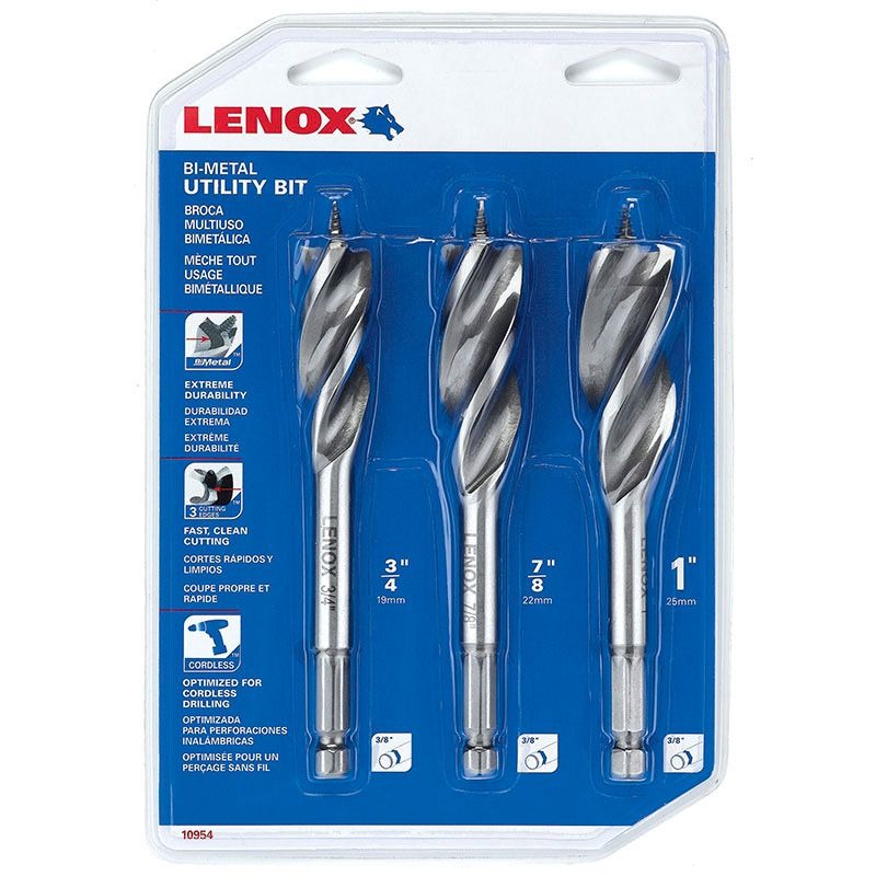 LENOX - AUGER BIT SET 3PCE UTILITY WOOD, BI-METAL