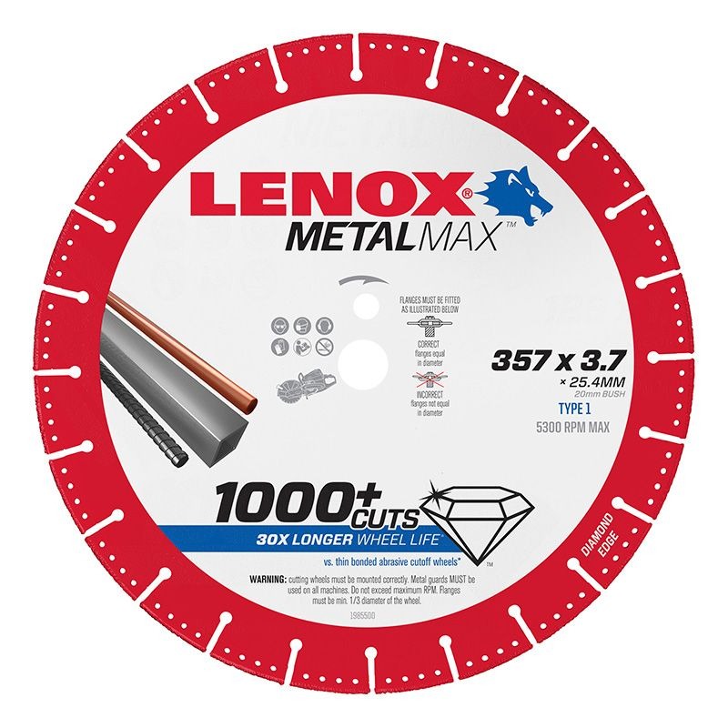 LENOX - BLADE, DEMO CUT OFF WHEEL GS 357 x 25.4 x 3.7mm