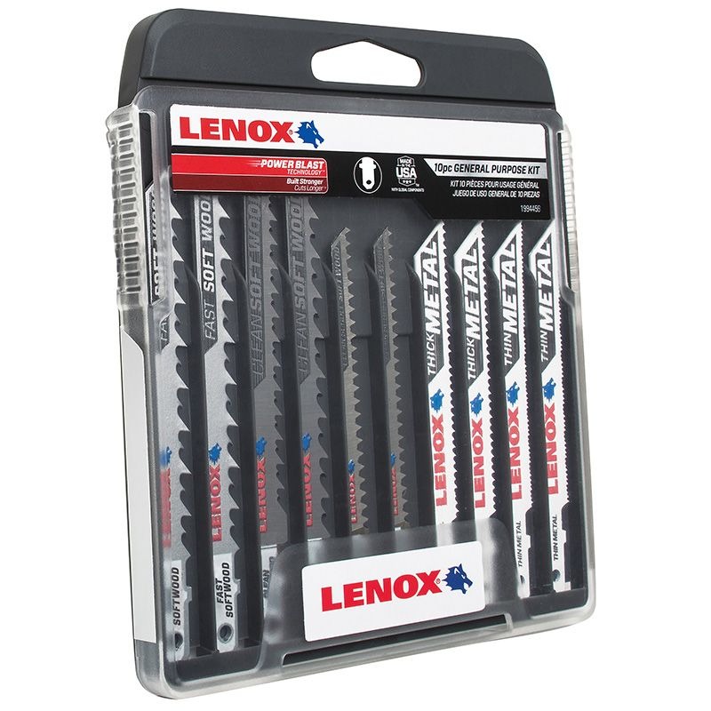 LENOX - JIGSAW BLADE KIT T-SHANK W/ CASE 10 PIECE