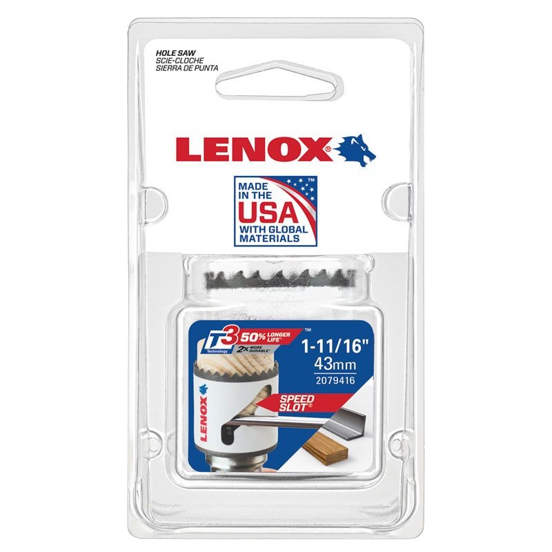 LENOX - HOLESAW, 43mm BI METAL SPEED SLOT