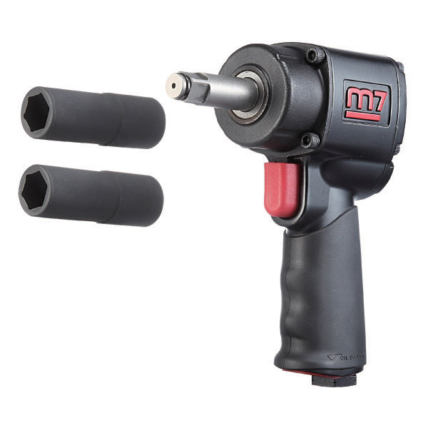 M7 IMPACT WHEEL WRENCH KIT, Q-SERIES, PISTOL STYLE, 1/2" DR, 500 FT/LB, 2"ANVIL WITH 17/19MM & 21/23MM REVERSIBLE IMPACT SOCKETS