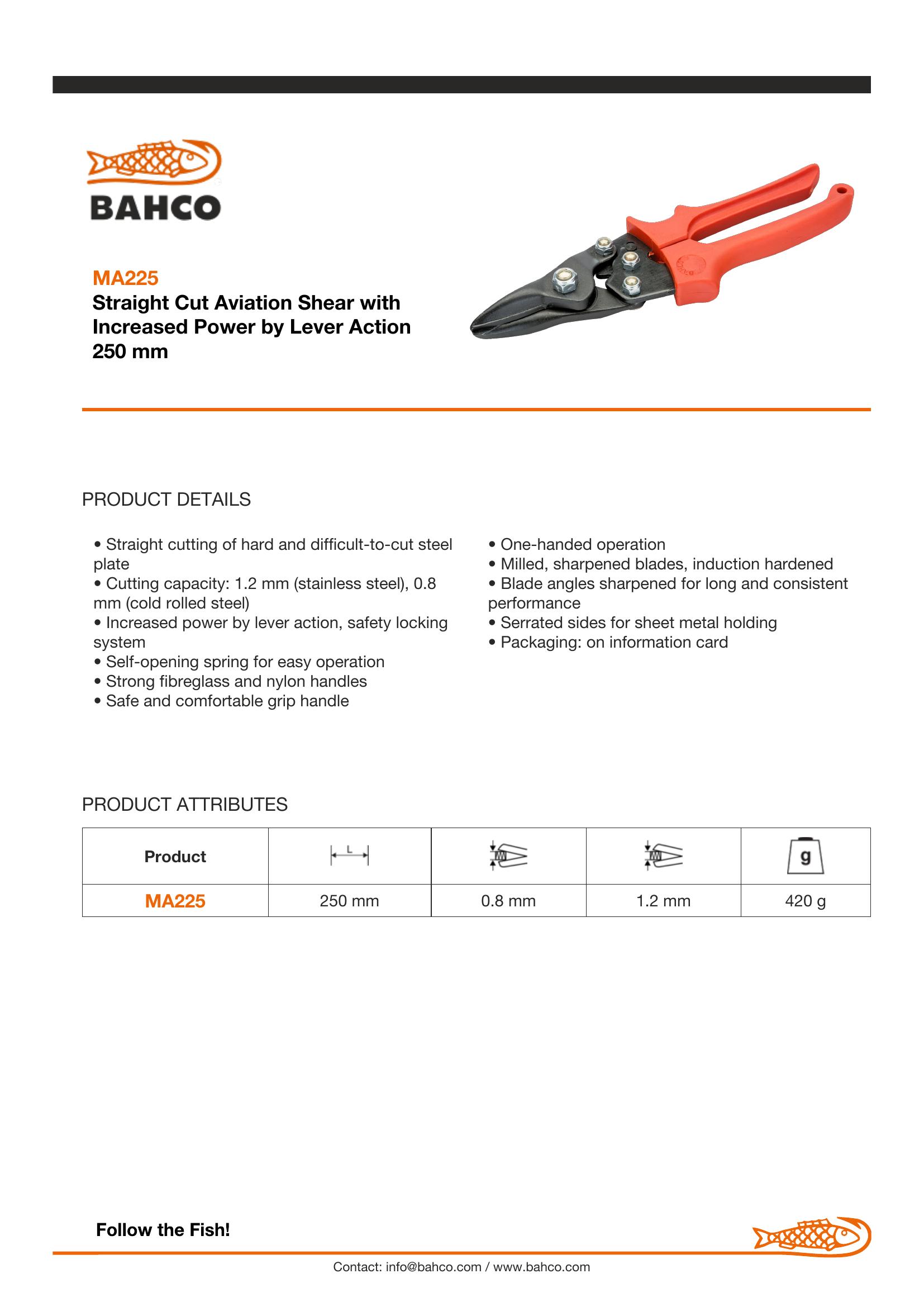 Bahco Straight Cutting Aviation Shear - Image 6