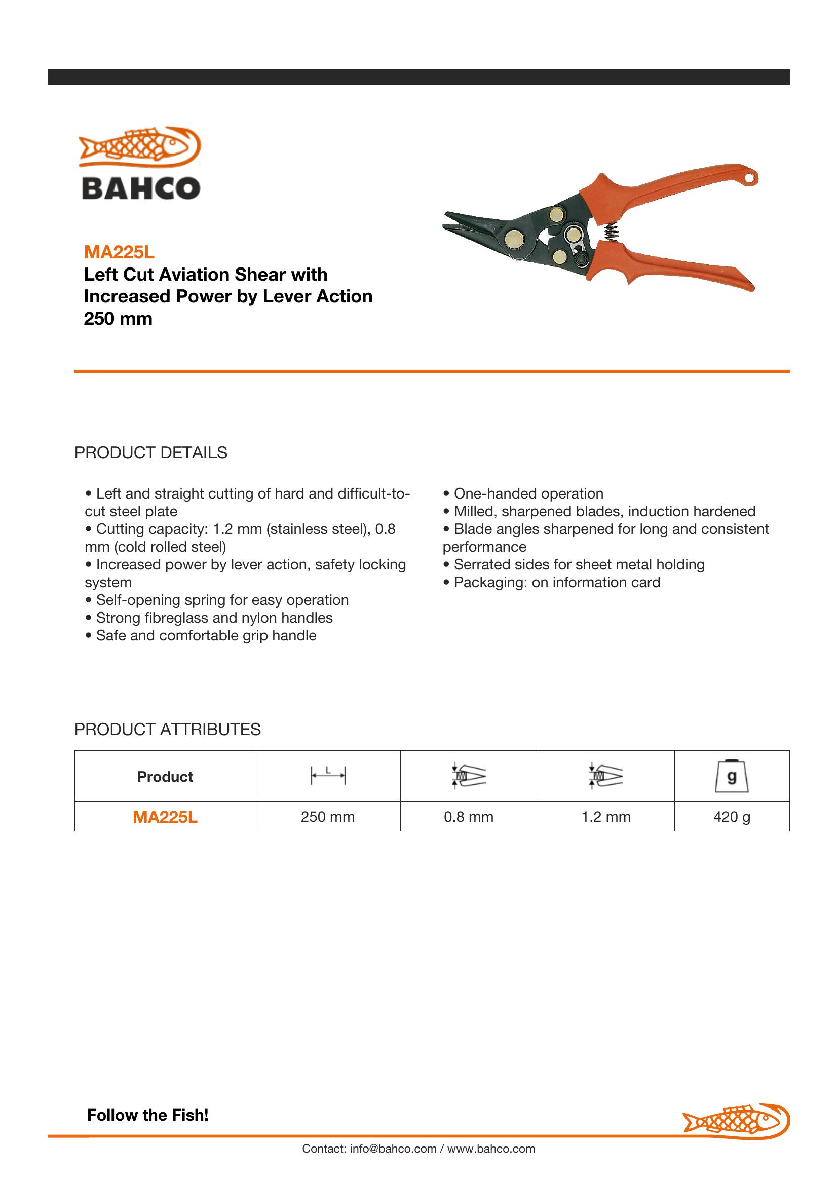 Bahco Left Cutting Aviation Shear - Image 2