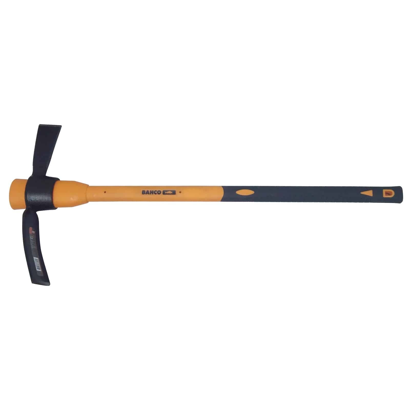 Bahco Mattock with cutter ends. Fully forged head for rugged use, both ends sharpened, fibreglass handle with soft grip