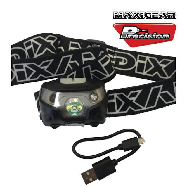 MAXIGEAR HEAD LIGHT LED USB RECHARGEABLE WATERPROOF