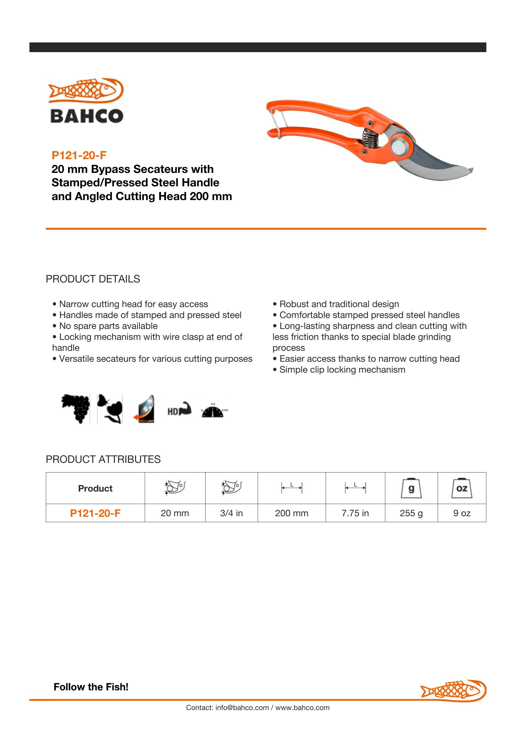 Bahco By-pass - pressed steel handle - no spares - Image 6