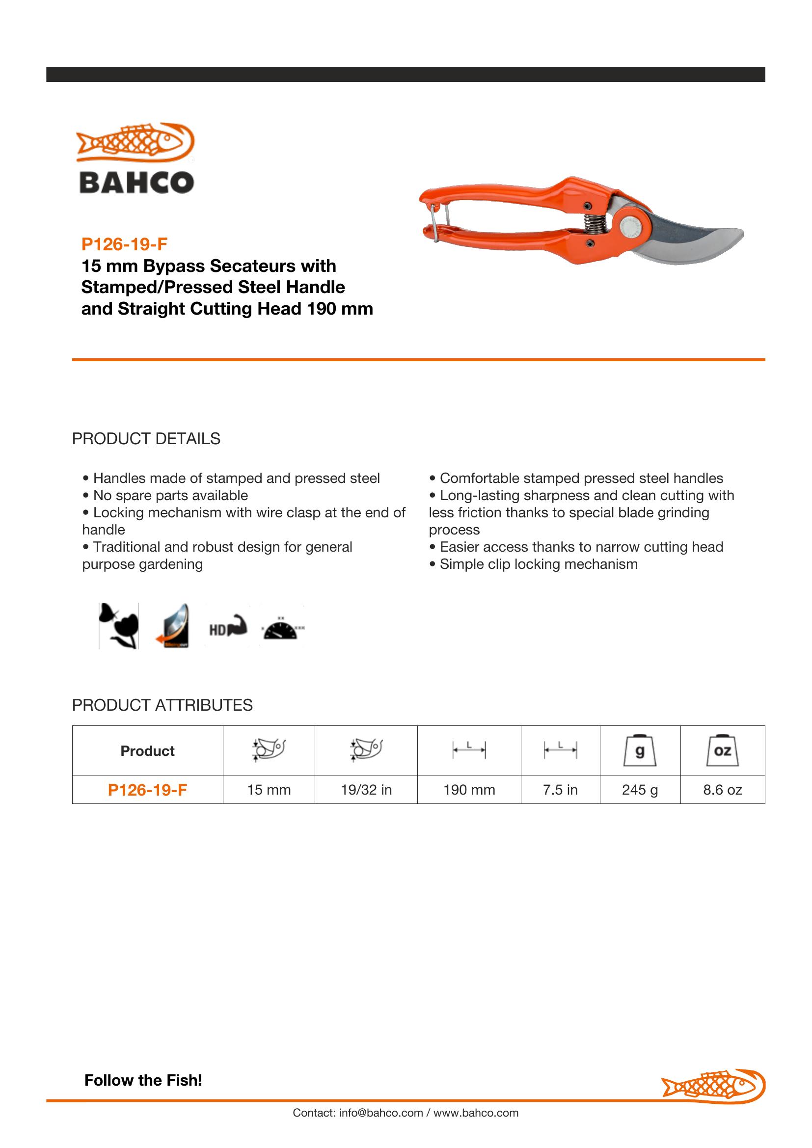Bahco By-pass - pressed steel handle - spare spring only - Image 6