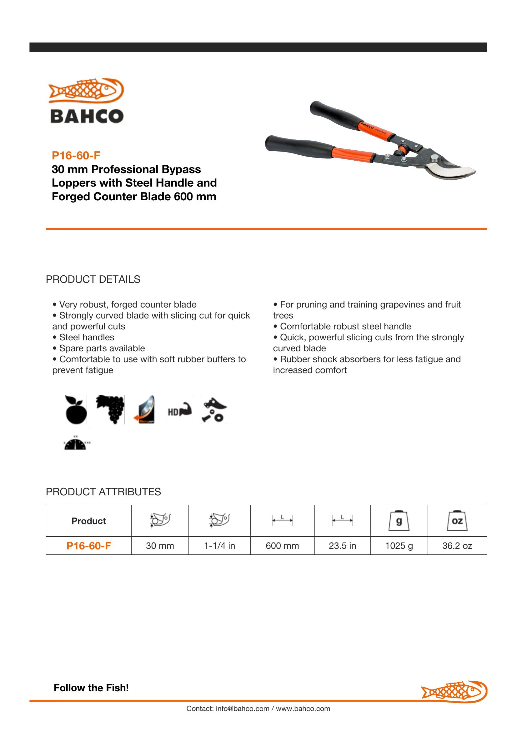 Bahco By-pass steel handles, rubber grip - Image 6
