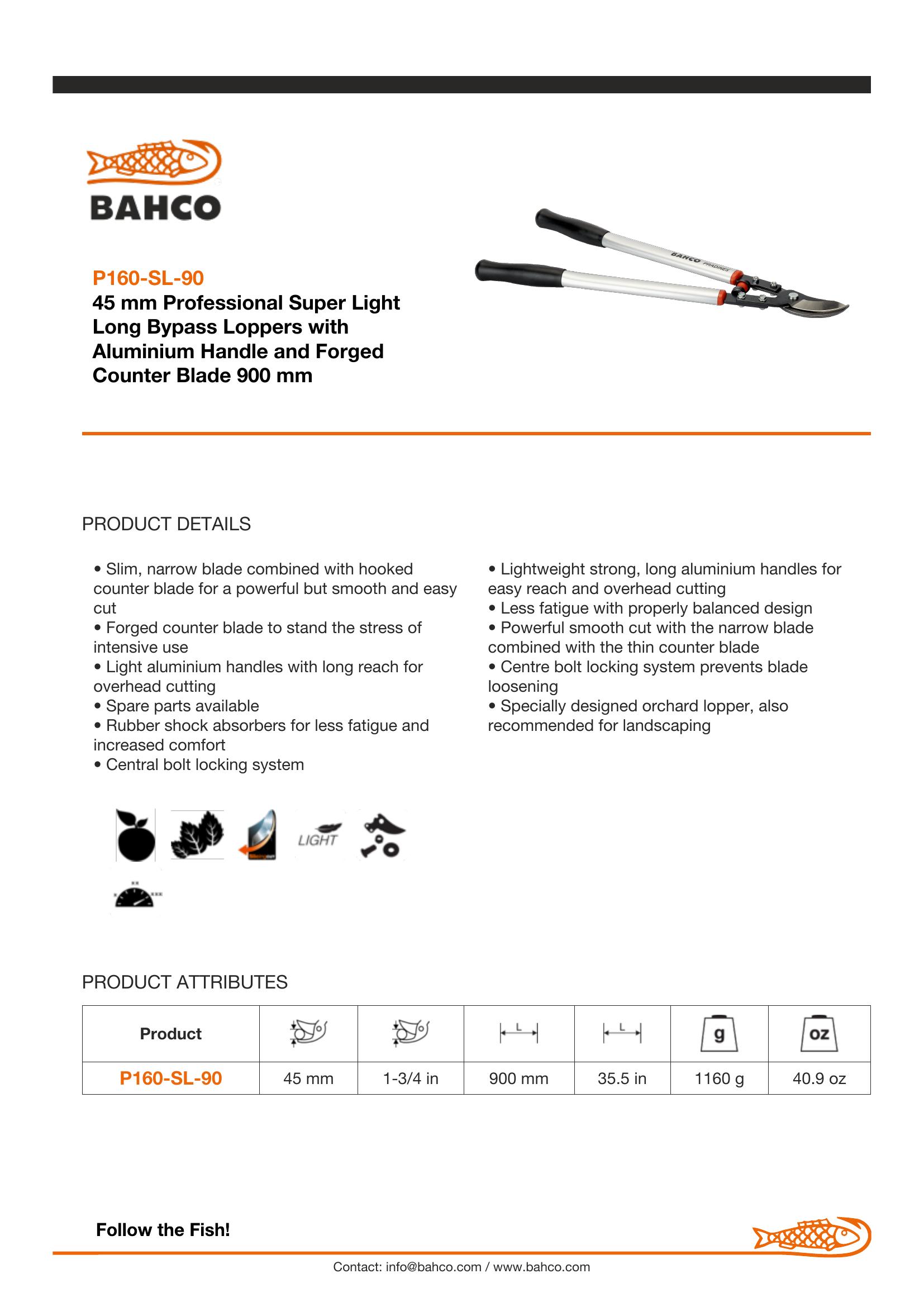 Bahco By-pass, super light aluminium handles, rubber grip - Image 6