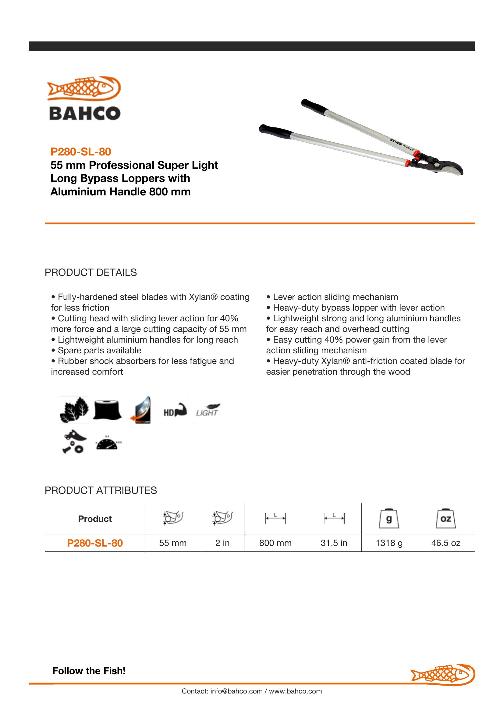 Bahco By-pass, heavy duty lopper with super light aluminium handles - Image 6
