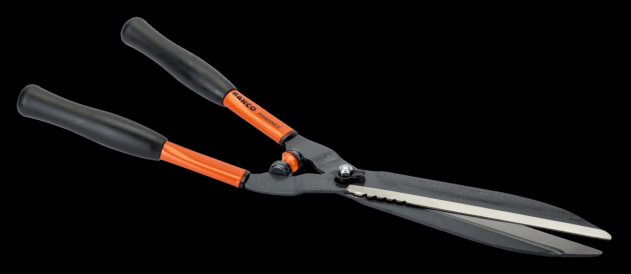 Bahco Hedge Shears, Straight edge blades - rubber stoppers - metal handles