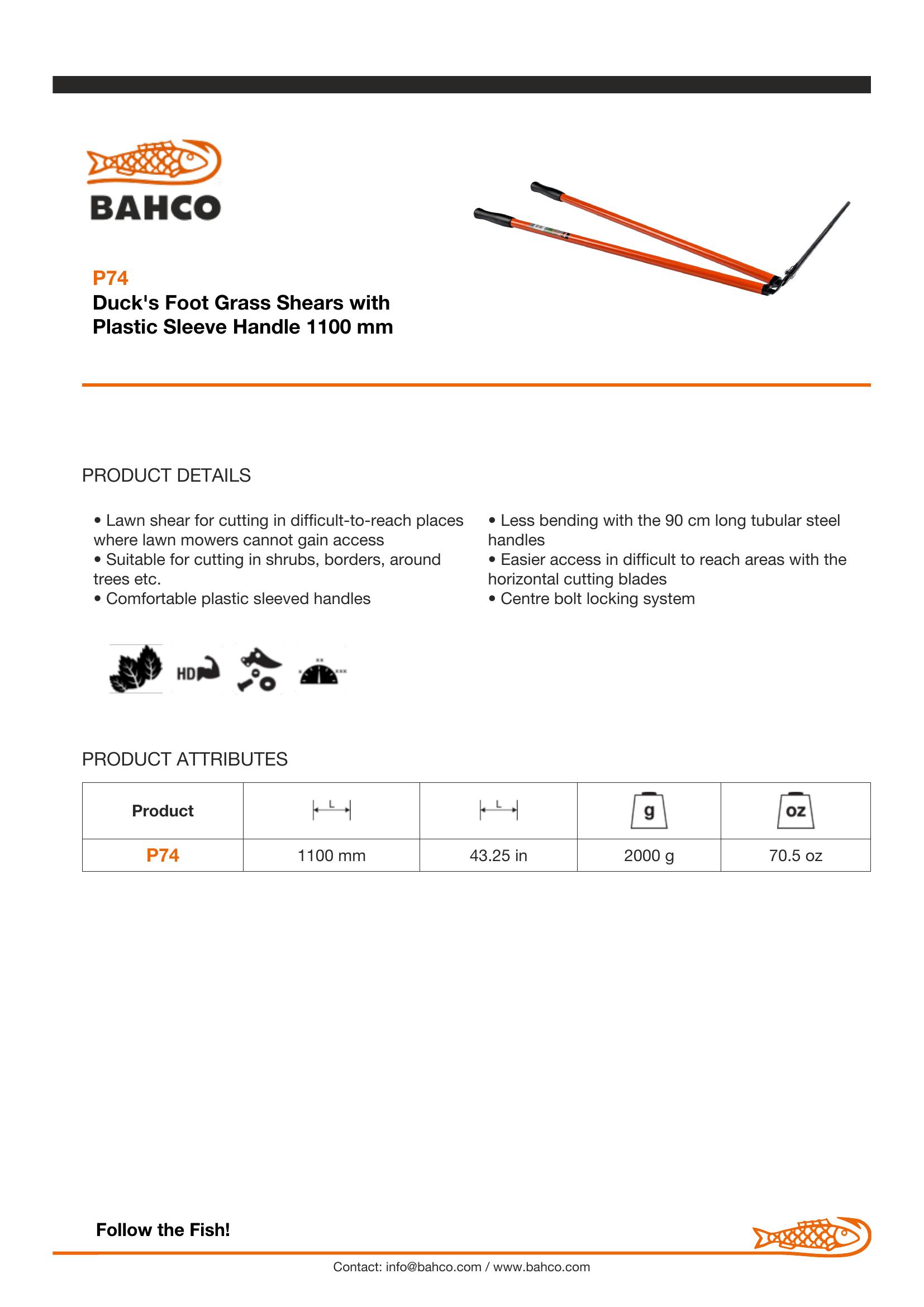 Bahco Lawn shears, 90cm long handles - Image 2