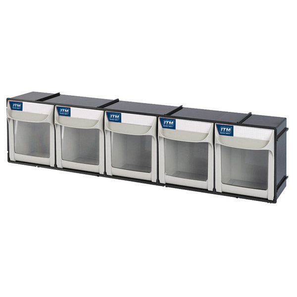 ITM FLIP OUT PARTS BIN, 5 DRAWER, 603W X 123D X 153H