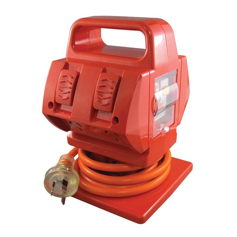 GUARDIAN - SAFETY SWITCH H/DUTY 15A 4 OUTLET IP53 RCD+MCB PROTECTED