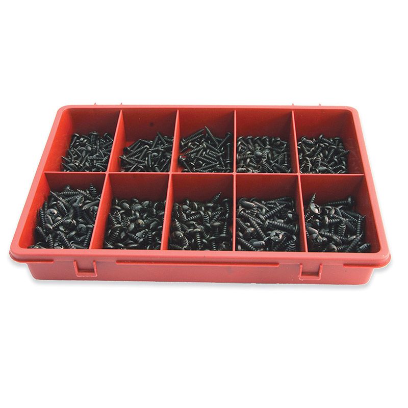 JAMEC PEM - SCREWS, PHILLIPS SLOTTED HEAD BLACK, 600 PIECE ASSORTED