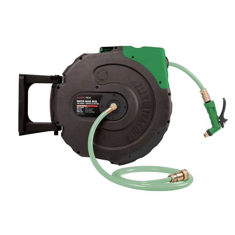 JAMEC PEM - HOSE REEL, HELIX, PVC, WATER 20m, CONTROLLED RETURN