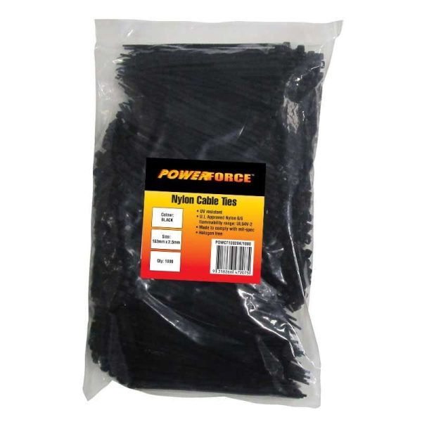POWERFORCE - CABLE TIE, NYLON - BLACK UV 102mm x 2.5mm [1000] PACK