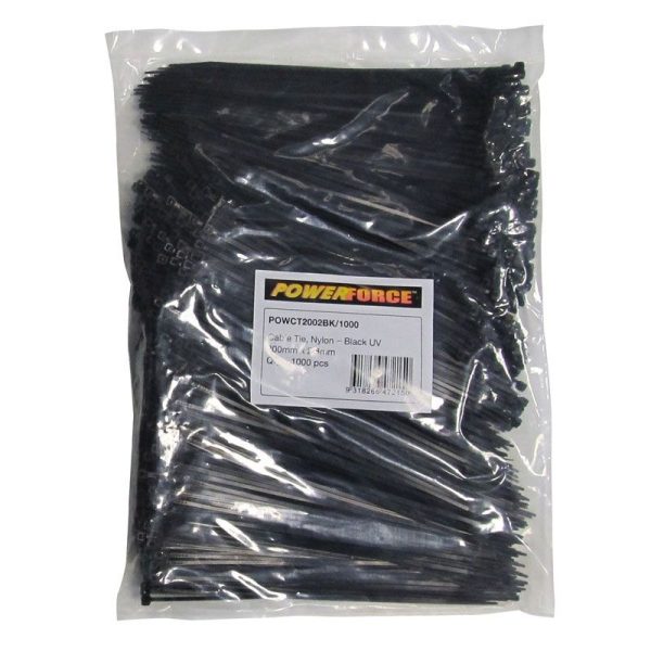 POWERFORCE - CABLE TIE, NYLON - BLACK UV 200mm x 2.8mm [1000] PACK