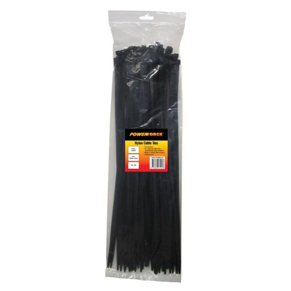 POWERFORCE - CABLE TIE, NYLON - BLACK UV 550mm x 8mm [100] PACK